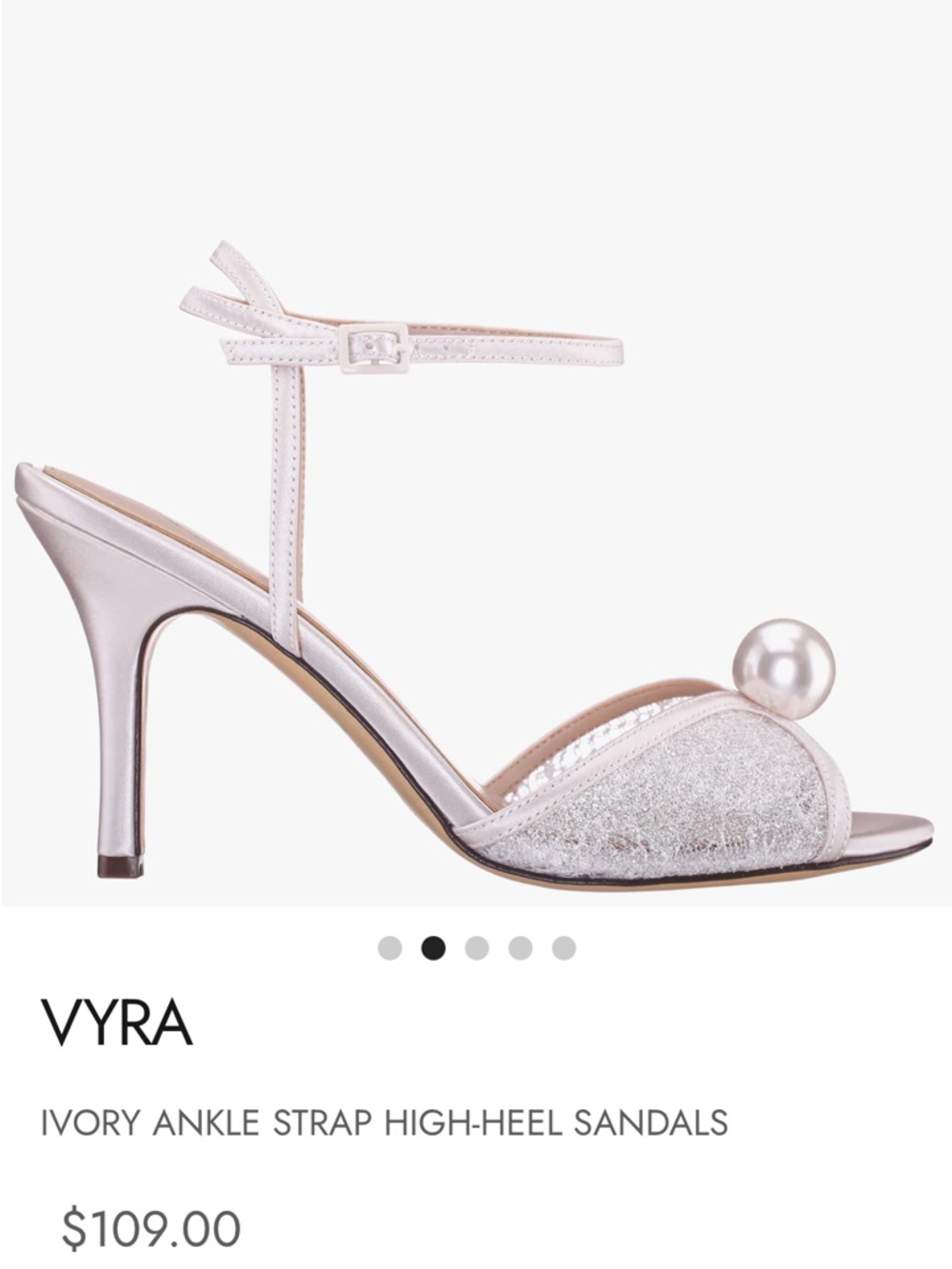 Nina Ivory Pearl-Accent Ankle-Strap Heels - Picture 2 of 12